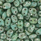 SuperDuo kralen 2.5x5mm Turquoise - Silver Picasso